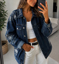 Chaqueta denim bordada Floral