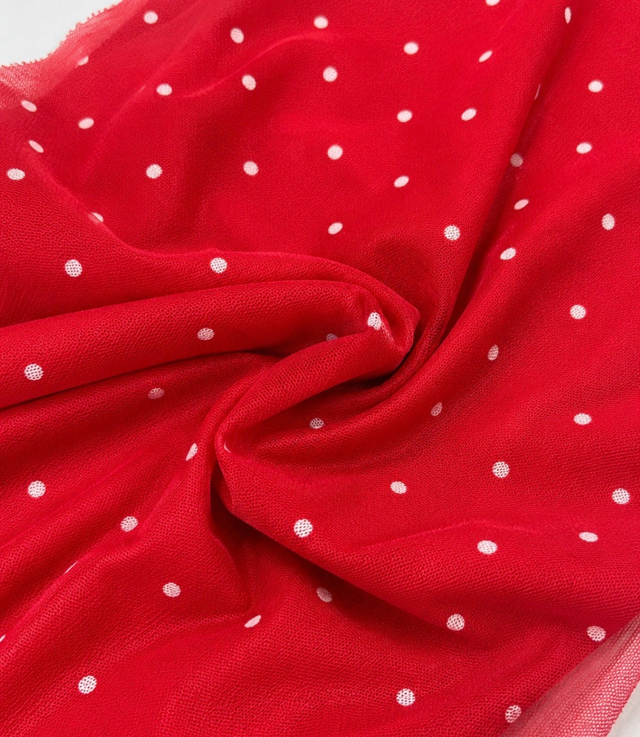 Vestido largo Tul rojo con lunares