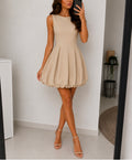 Vestido mini ballon beige